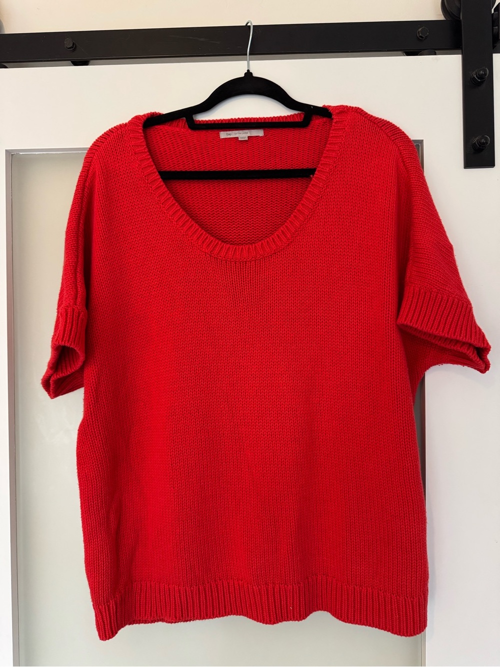 GAP Bright Red Scoop Neck Short-Sleeve Knit Sweater - 100% Cotton